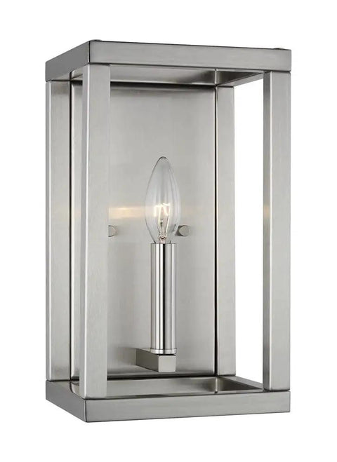 Modern Moffet Street Transitional One Light Wall Sconce In Brushed Nickel Finish For Hallway Or Bath