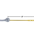 Universal Metal Toilet Tank Lever Chrome Replacement Handle With 8 Inch Lift Arm And Adjustable Chain Holes For Most Toilets Easy Install Durable And Long Lasting Performance, shown with 8 inch measurement