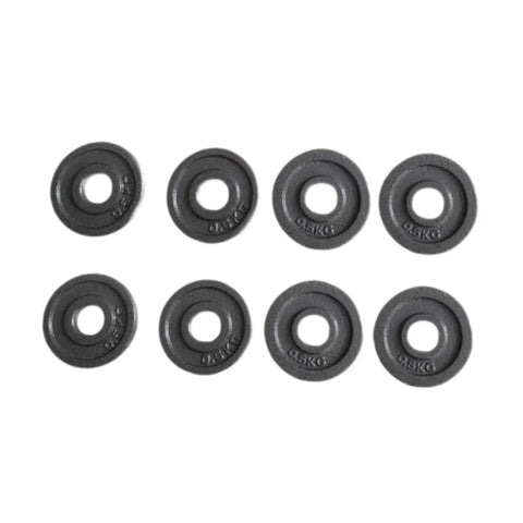 Eight Piece Cast Iron Weight Plates For Barbells 9.5 Cm Diameter 26 Mm Center Hole 8 Plate Set Durable Home Gym Fitness Weights