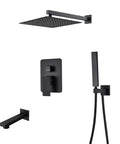 UMJIGF Shower System Wall Mounted Concealed Shower Faucet Set Multifunction Matte Black Shower Combo Set with Shower Head, Handheld Shower, Tub Spout,8 Inch,8 Inch, featuring overhead and handheld shower components.