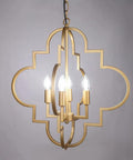 Golden Orb Chandelier Four Light Pendant Ceiling Fixture In Candle Style Geometric Design