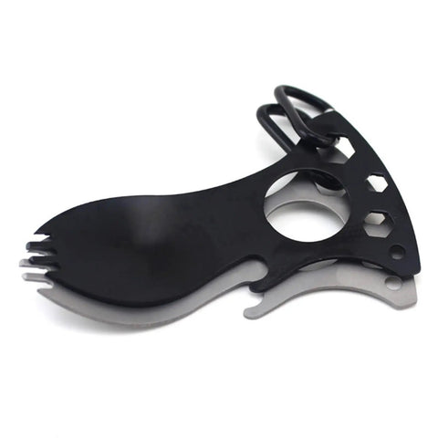 Multifunction Camping Spoon Fork Tool With Bottle Opener And Wrenches, Stainless Steel 3Cr13, ultra durable compact outdoor gear