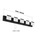 Five Light Matte Black LED Vanity Light Fixture With Acrylic Panels For Bathroom Mirror Cabinet Powder Room And More Dope Modern Sleek Fixture For Bedroom Living Area, 35in size detail