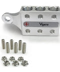 12 Way Post Terminal Distribution Block Bus Bar For 8 AWG To 4/0 XL Wire, Bolt Down Ends Or Threaded Studs, silver metal view