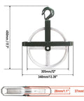 12 Inch Aluminum Scaffold Hoist Pulley With Dual Sealed Bearings, 1000 Lb Working Load, dimensions and rope fitting details.