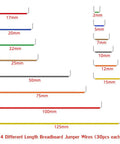 Hella Solid Breadboard Jumper Wire Kit Featuring 14 Assorted U Shaped Cables showing various lengths, perfect for circuit prototyping.