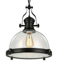 Industrial Nautical Glass Pendant Light Fixture For Dining Room And Kitchen Island, 16 Inch Clear Ceiling Chandelier with Edison bulb