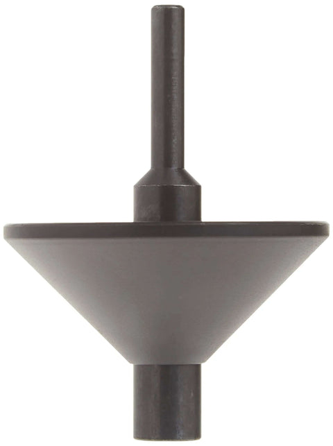 Front view of router subbase centering pin and cone, metal gray, for 1/4 in. or 1/2 in. collet