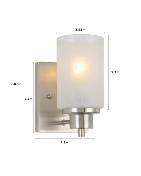 2 Pack Dope Modern Vanity Light Fixtures Wall Sconces With White Linen Frosted Glass Shades And Brushed Nickel Finish