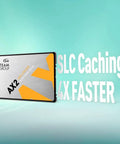 AX2 1TB 2.5 Inch SATA III SSD with 3D NAND TLC and SLC caching displayed on a blue background