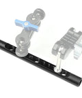 2 Pack 15mm Cheese Rod With M12 Threads And 1/4 3/8 Screw Holes, Aluminum Camera Rail Support For DSLR Rigs And Matte Boxes close-up on connecting hardware.