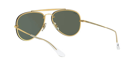 Blaze Aviator Sunglasses For Unisex, Gold Frames With Dark Green Lenses, 61 Millimeter Size, Non Polarized Plastic Lenses, Side View