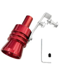 YoRise Car Exhaust Whistle in red aluminum with mounting bracket and wrench.