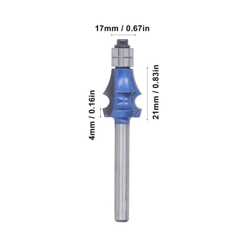 Solid Wood Router Bit 1/4 Inch Shank With Double Bearing For Trimming MDF Plywood and Particle Board Panels, 17mm tall.