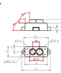 Technical diagram of TFmini-S Lidar Sensor 0.1-12m TOF Laser Range Finder Module With UART and I2C Interfaces dimensions and structure.