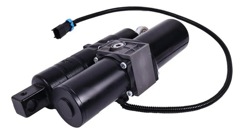 Built To Last Heavy Duty 12V Hydraulic Linear Actuator with 90 Degree Rotating Tail and 5 8 Inch Mounting Holes for Kyb Construction Equipment 150Mm Stroke 5 9 Inch Travel Works Like A Charm, showcasing black cylindrical design.