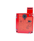 Heavy Duty Safety Door Lock Switch With Insert Solenoid Guard Built Tough No Fuss Install For Industrial Factory Machinery XCSE8312, red device with specifications.