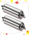 Straight Up Heavy Duty Gravity Conveyor Rollers Two Pack Galvanized Steel close-up with plug and play spring bearings for logistics.