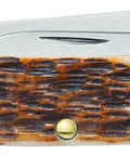 Crisp Chrome Vanadium Steel Pocket Knife With Amber Jigged Bone Handles, Spear And Pen Blades, 3 5/8 Inch Closed Length, Stateside Everyday Carry For Weekend Fixes And Trail Side Tasks.
