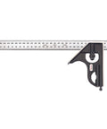 Heavy Duty Workhorse Steel Combination Square With 300mm Blade, Cast Iron Heads, Reversible Lock Bolt for precision alignment
