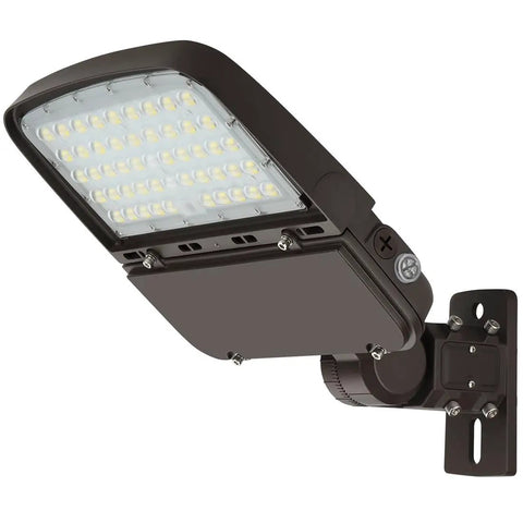 Super Bright LED Parking Lot Light With Dusk-to-Dawn Photocell, 150W/100W/75W Adjustable, side view of mounted fixture