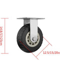 Heavy Duty 8 Inch Caster Wheels With Locking Brake And Silent Rubber Tread For Moving Furniture And Tools, showing size dimensions.