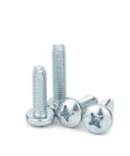 Top Shelf Galvanized Steel Phillips Cross Pan Thread Forming Machine Screws M6 X 16mm in silver with pan heads and thread.