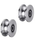 Beefy Sliding Gate Rollers Stainless Steel U Groove For Barn Doors Heavy Duty Cable Pulley Block With Bearing U Shaped Rail Wheels Quiet Smooth Operation Plate Caster With Bearing 2 Pack, 2 rollers
