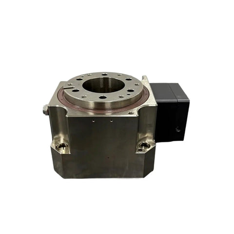 Rock Solid Hypoid Gear Hollow Shaft Indexing Rotary Table close-up view showcasing durable stainless steel design for precision setups.