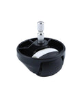 Front view Roomba front wheel assembly with black housing, white wheel and metal axle (2 pcs)