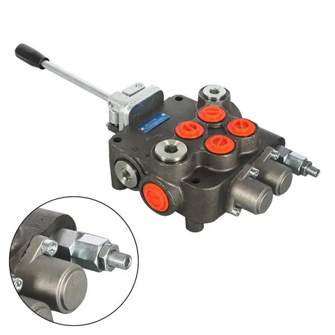 Two-Spool 21 GPM Hydraulic Directional Control Valve For Tractor Loader With Joystick, High-Flow Monoblock Valve.