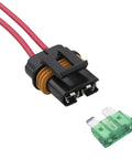 Close-up of 12 AWG wire Six Pack Inline Fuse Holders 30 Amp Waterproof Blade Fuse Holder with cover and a 30A fuse