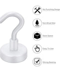 Heavy Duty Magnetic Hooks 30 Lbs Capacity 10 Pack Industrial Grade Rare Earth Magnets For Refrigerator Grill Kitchen Office Home Decor Colorful Corrosion Resistant Hooks With Strong Hold For Horizontal And Vertical Mounting showing no punching design and strong bearing features