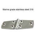 Rock Solid Heavy Duty Ball Bearing Door Hinges Smooth As Butter Mirror Polished Stainless Steel Hardware with six holes for mounting.