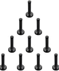Set Of 10 Black 3.7 Inch Door Stops With Stainless Steel Body And Rubber Bumper, Wide Base Wall Protector For Home And Office