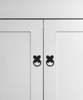 White cabinet with 4 Piece Black Cabinet Ring Pulls For Drawers And Cabinets, Vintage Style Furniture Hardware Handles, zinc alloy