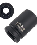 33mm One Inch Drive Deep Impact Socket With Six Point Open Ends That Lock Onto Axle And Lug Nuts Fast Heavy Duty Steel close-up