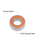 Ceramic bearing with orange double seal and 440C stainless steel outer ring.