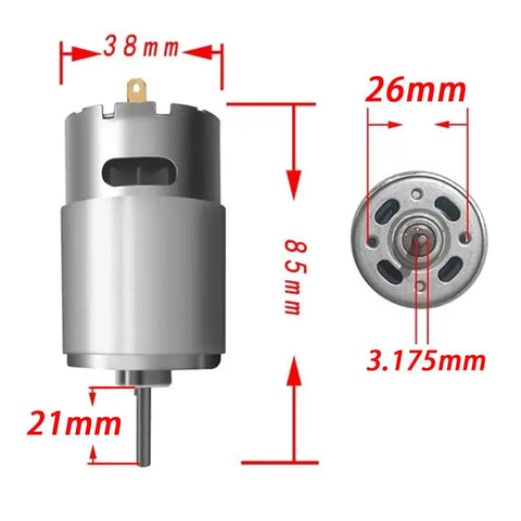 Two Pack 12V RS550 15000RPM Electric Drive Motors dimensions for Ride On Cars Upgrade 18V Compatible DC Motor Round Shaft High Torque