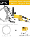 Knockout 290mm Electric Concrete Cutter Saw With 8000W Brushless Motor for Brick Stone Granite wall slotting, featuring a ring saw design.