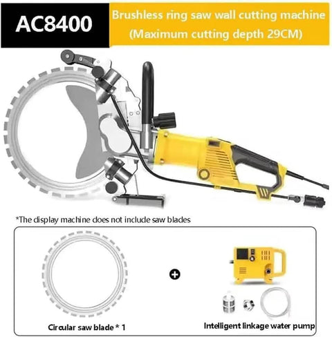 Knockout 290mm Electric Concrete Cutter Saw With 8000W Brushless Motor for Brick Stone Granite wall slotting, featuring a ring saw design.