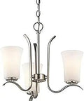 Slick Three-Light Armida Mini Chandelier In Brushed Nickel With Satin Etched White Glass, Compact 14.25 Inch Height By 18 Inch Width