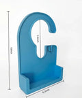 Pump Holder For Enteral Feeding Pump No Tools Needed Snap Fit 3D Printed Carrier Stand With Tubing Management Secure Clip For IV Poles And Home Use Portable Mount To Keep Your Pump Handy. Blue 3D-printed pump holder with dimensions marked, featuring a snap-fit clip and base.