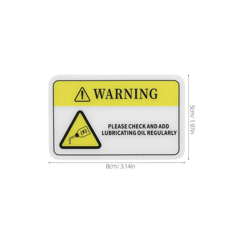 High Visibility PVC Safety Warning Stickers For Machinery And Equipment Self Adhesive Decals, caution for oil lubrication, 8x5cm.