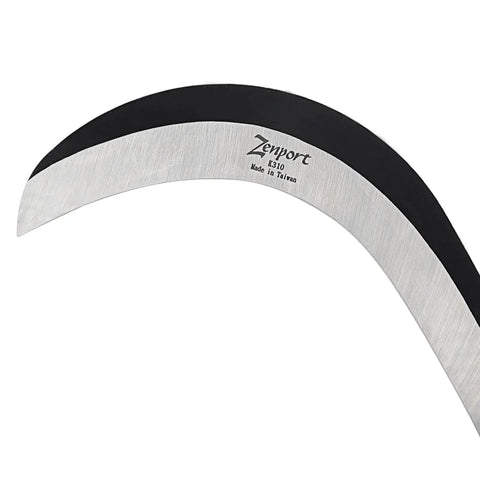 Close-up of K310 Brush Clearing Sickle With 9 Inch SK5 Japanese High Carbon Steel Blade showing engraved brand name.