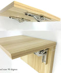 Heavy Duty Stainless Steel 90 Degree Folding Hinge Hidden Shelf Bracket Table Mount With No Sweat Setup For Cabinetry And Decor Built Tough Rust Resistant Hardware Kit 2 Piece Set in closed state