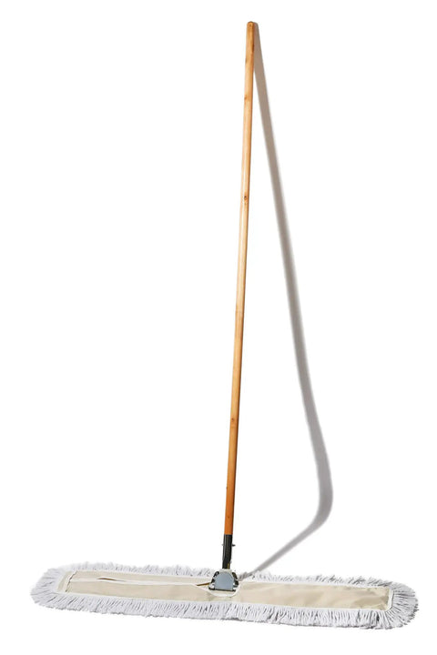 Straight Up Heavy Duty 36 Inch Commercial Dust Mop And Floor Sweeper With Thick Cotton Head And Solid Wood Handle