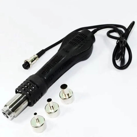 2 In 1 SMD Rework Station With Hot Air Gun And Soldering Iron Kit For PCB Repair showing hot air gun and nozzle attachments