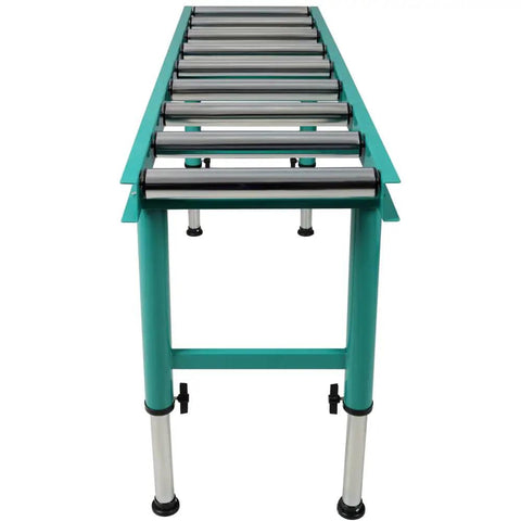 Premium Heavy Duty Gravity Conveyor Roller Table Set with 9 steel rollers, adjustable height, featuring smooth material movement.