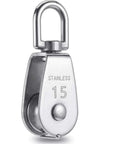 8 Pack Stainless Steel Pulley Block Wheels For Outdoor Use, 360 Degree Rotating Single Pulleys, M15 Size Small Rollers, heavy duty stainless pulley